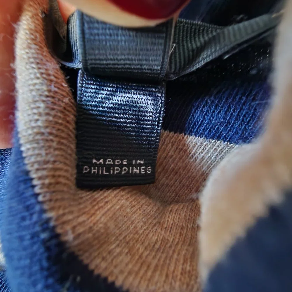 J. CREW Blue and Beige Striped Turtleneck sz M - Picture 4 of 6